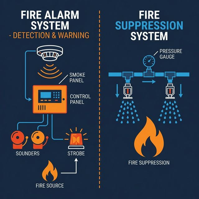 Difference Between Fire Alarm System and Fire Suppression System